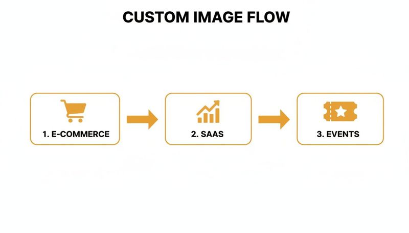A diagram illustrating the custom image flow from e-commerce to SAAS and events.