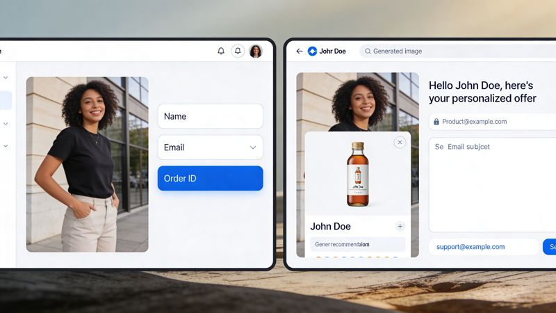 A digital interface demonstrating how to create dynamic images from spreadsheet data for personalized marketing campaigns.