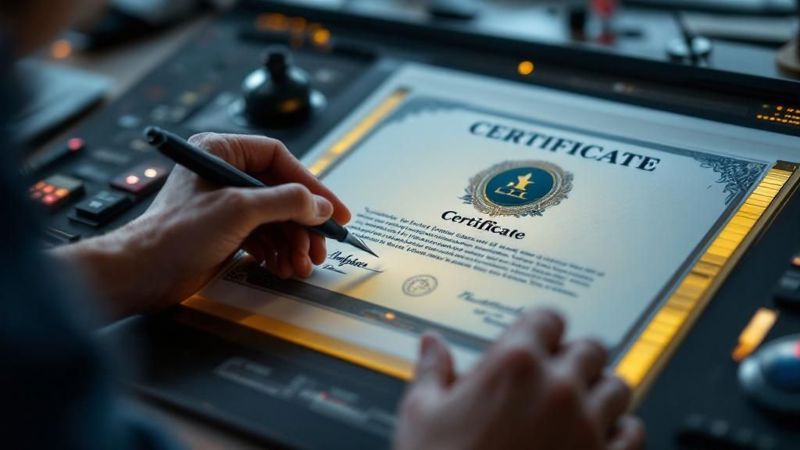 A digital lock and key representing certificate security