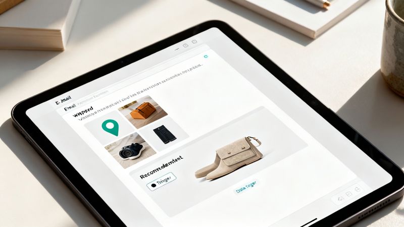 A flowchart showing a data trigger leading to different dynamic email content blocks for different user segments.