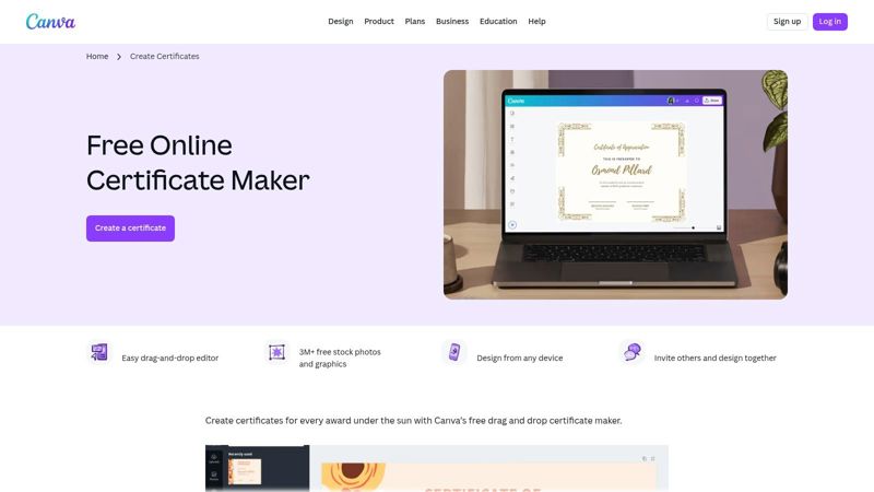 A screenshot of Canva's interface showing various certificate templates available for customization.