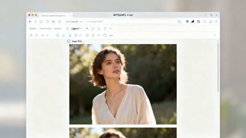 A user interface showing an image selected with a link icon highlighted.