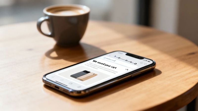 A visual representation of an automated email sequence, showing a user action triggering a personalized, dynamic email.