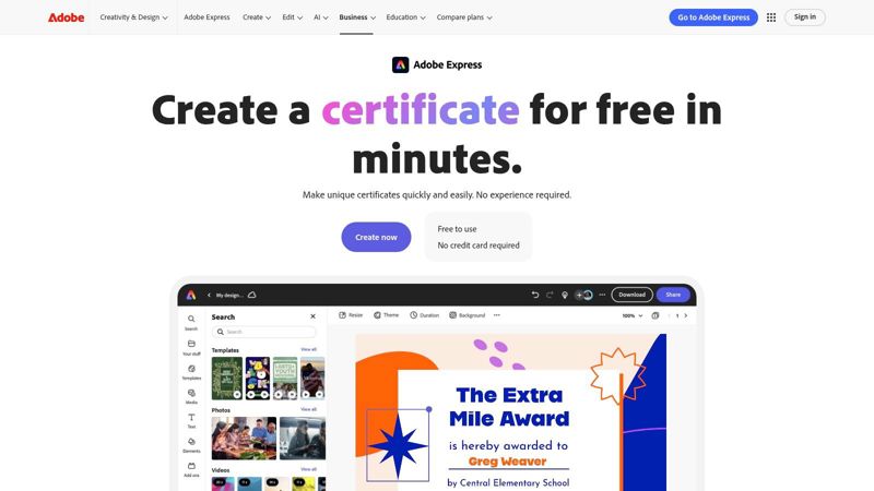 Adobe Express Certificate Maker