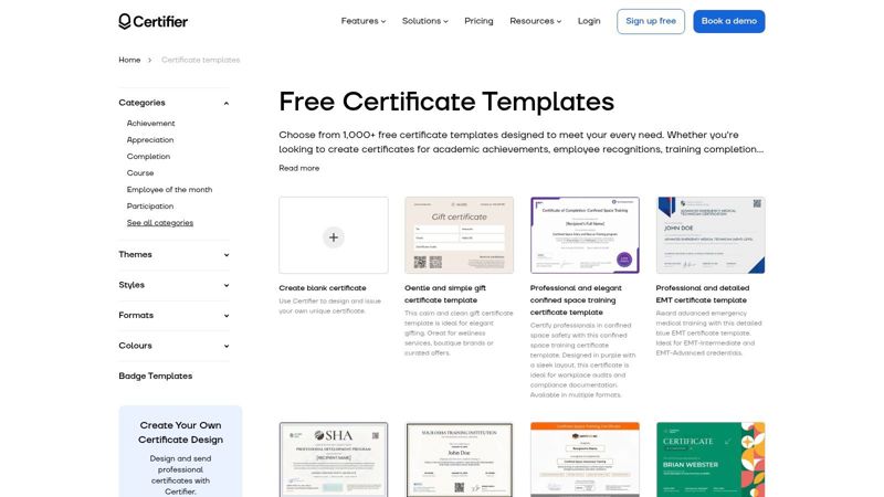 Certifier (certificate templates + issuance)