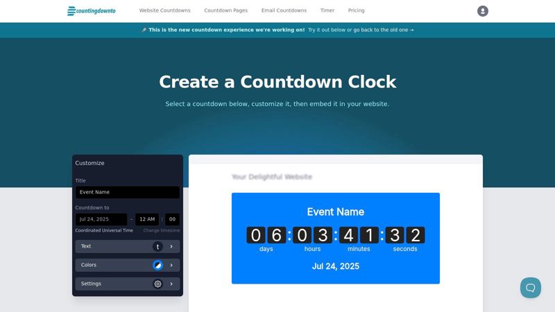 CountingDownTo.com - Create a Countdown Clock