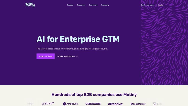 Mutiny platform showcasing personalization playbooks and examples