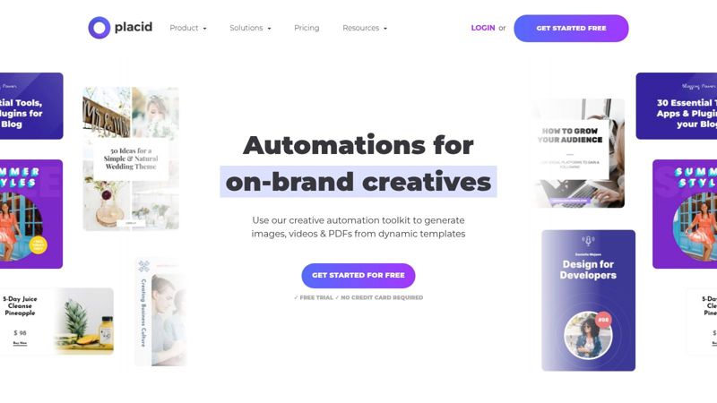 Placid template editor for image automation