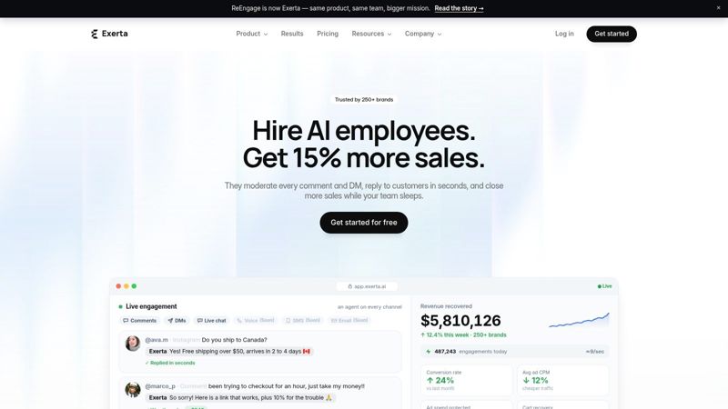 Screenshot from https://exerta.ai