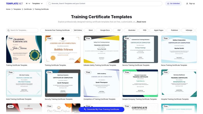Template.net (Training Certificate Templates)